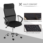 Lot de 2 fauteuils de bureau manager dossier ergonomique hauteur assise réglable pivotant tissu maille noir