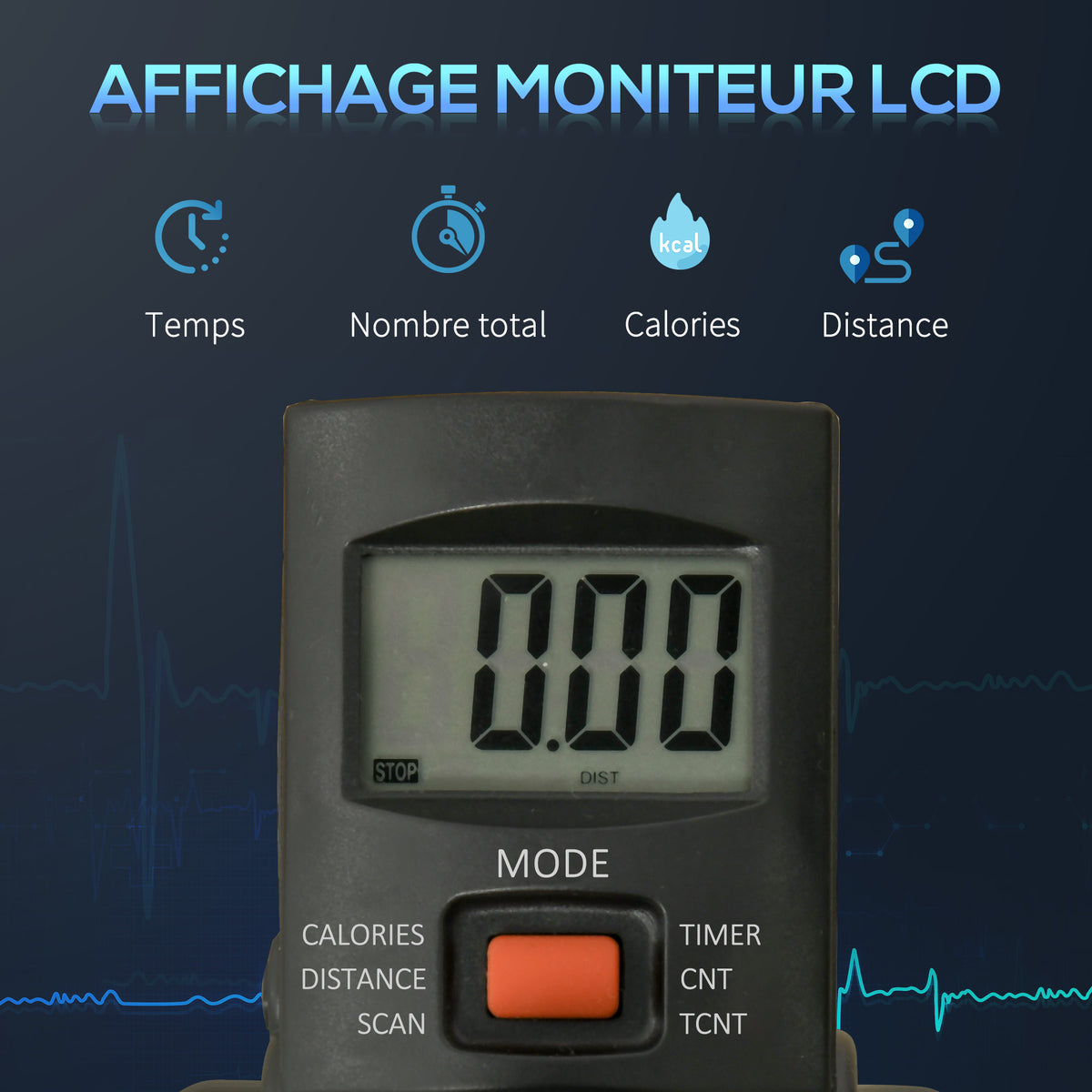 Pédalier d'appartement mini vélo d'appartement résistance ajustable écran LCD 33-43 x 40 x 24,5-34,5 cm en acier noir