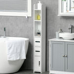 Meuble colonne de salle de bain armoire toilette haute avec étagères et placards - 15 x 17 x 120 cm blanc