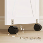 Table de Couture Pliante, Meuble Couture Roulant, Porte Magnétique de Grange, 2 Bacs, Étagère, 18 Chevilles, Blanc