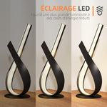 Lampe à poser design contemporain - lampe de table design spirale - dim. 21L x 15l x 43H cm - alu. noir LED blanc chaud