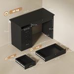 Bureau moderne avec 5 tiroirs, grand plateau, 1 compartiment ouvert, tiroir verrouillable, 110 x 50 x 76cm, noir