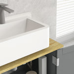 Meuble sous lavabo 2 portes étagère réglable 2 étages à l'intérieure poignées en PU 60 x 30 x 60 cm gris