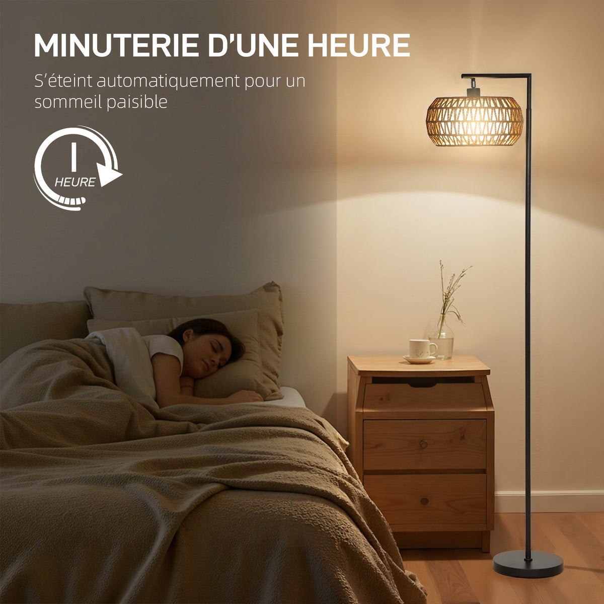 Wohnzimmer-Stehleuchte, dimmbare Stehlampe, 3 Farbtemperaturen, Fernbedienung, 52x33x170cm, schwarz