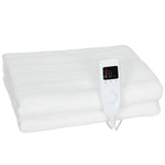 Couverture chauffante, plaid chauffant avec double commande, 5 niveaux de chauffage, minuterie 10H, 160x140cm, blanc