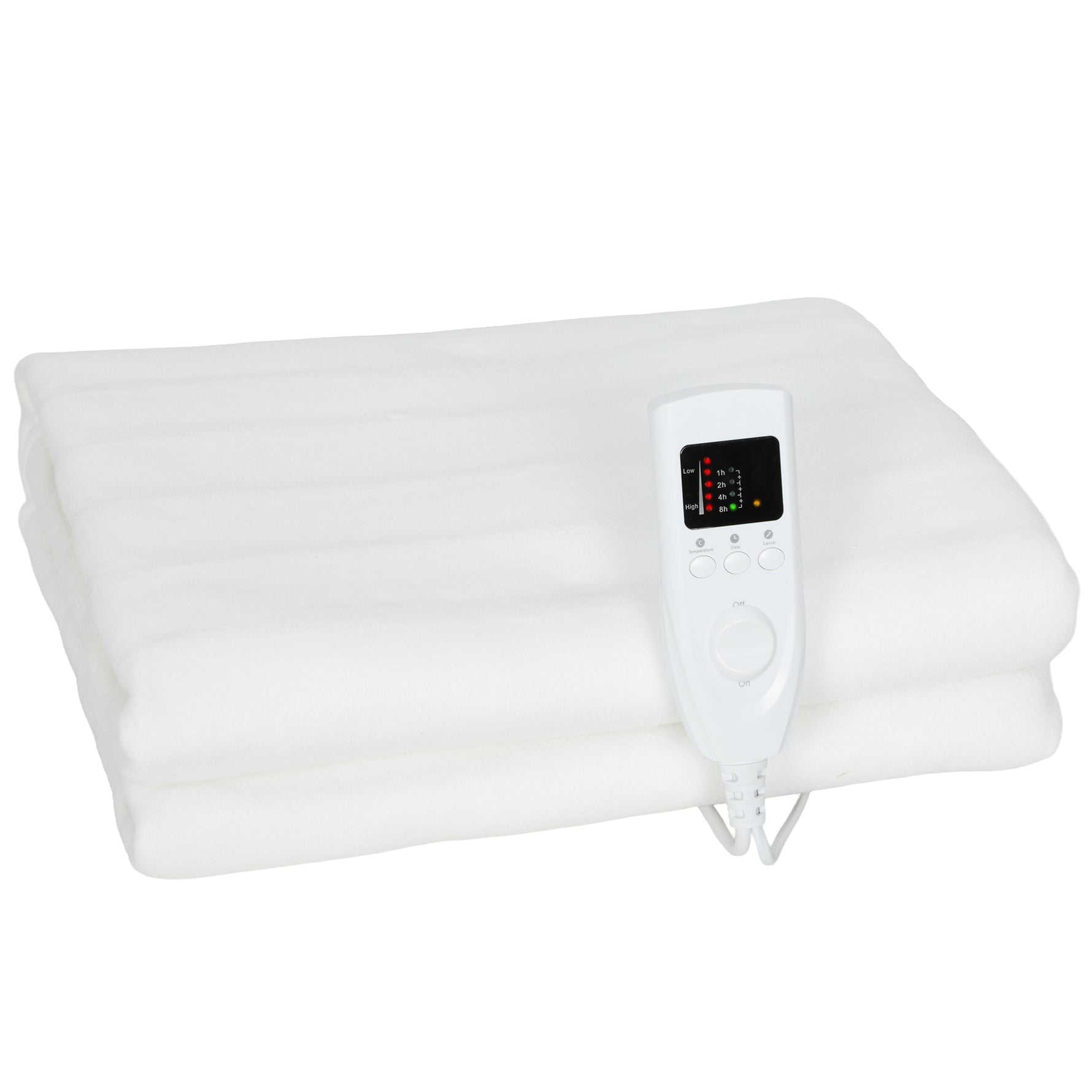Couverture chauffante, plaid chauffant avec double commande, 5 niveaux de chauffage, minuterie 10H, 160x140cm, blanc