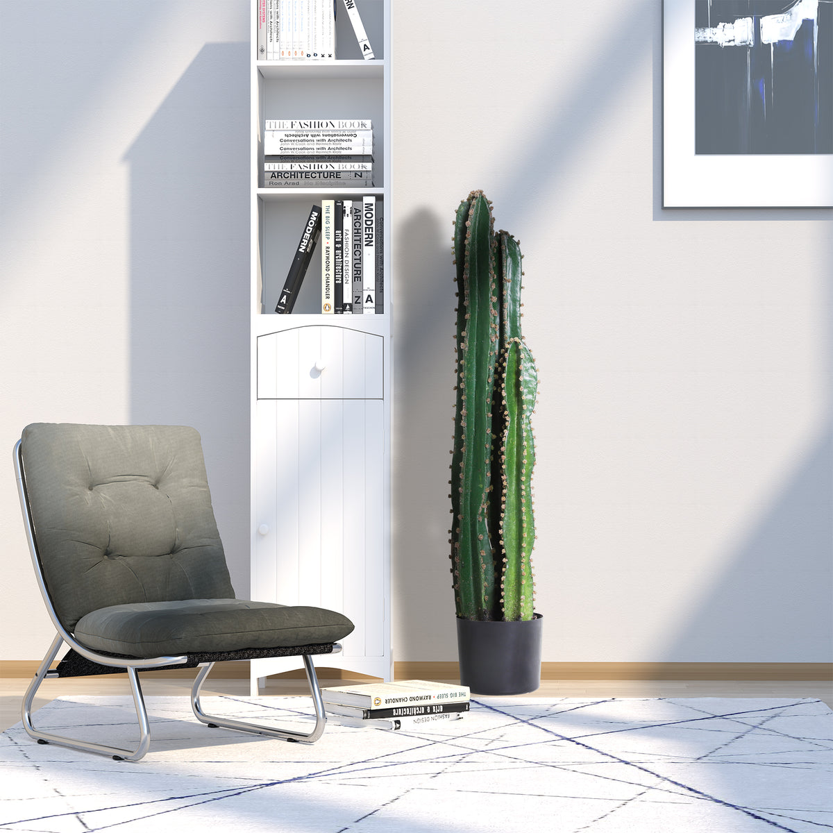Cactus artificiel grand réalisme plante artificielle grande taille dim. Ø 17 x 98H cm vert