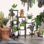 Support pour plantes 6 niveaux étagère plante ajustable et pliable en métal design sans vis porte 60 x 40 x 80 cm noir