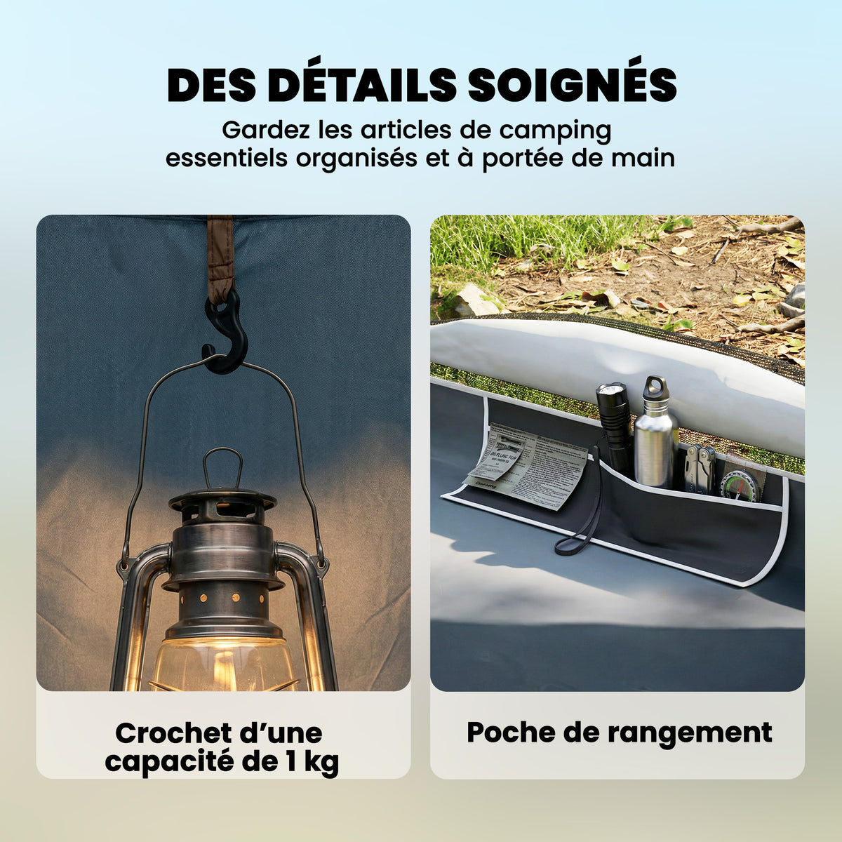 Tente de Camping Facile à Monter 2-4 Personnes avec 3 Portes, Imperméable, Compatible avec SUV, Bleu Foncé