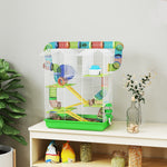 Cage pour hamster souris petit animaux rongeur avec tunnel mangeoire roue jouet 47 x 30 x 59 cm vert
