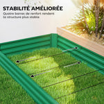 Jardinière extérieure carré potager galvanisée avec bordure de sécurité et fond ouvert 240 x 120 x 30 cm vert-5