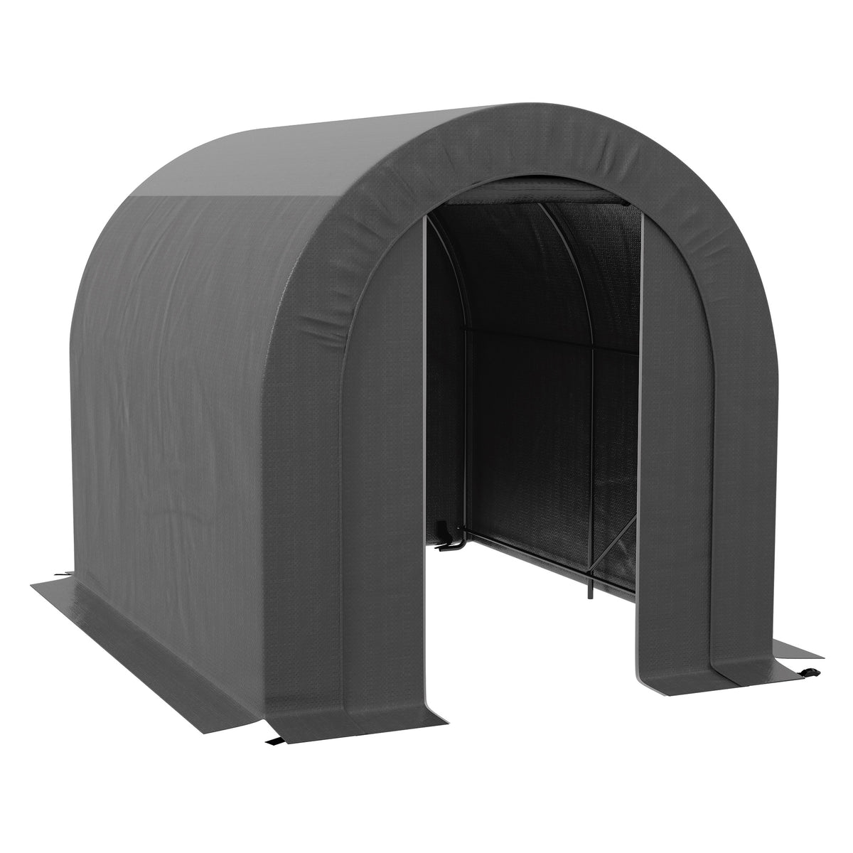 Lorategiko etxola, kanpoko biltegiratze-tenda, bizikleta-tokia, bizikleta-garajea, PE estalkia, metalezkoa, 2,4 x 1,8 x 1,9 m, gris iluna