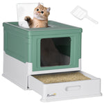 Maison de toilette pour chat pliable double porte battante et supérieure pelle fourni 47,5 x 35,5 x 36,7 cm vert