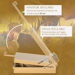 Chevalet de table en bois pour toile jusqu'à 61 cm bois de hêtre planche à dessin pliante bois naturel