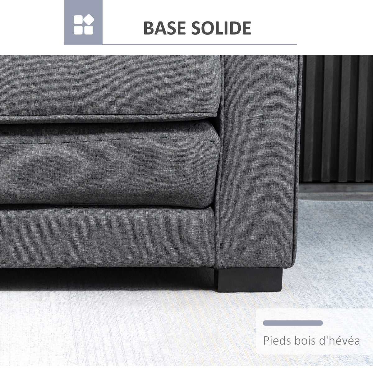 Canapé droit convertible 2 places - dossier capitonné - 147,5 x 75 x 85 cm - gris
