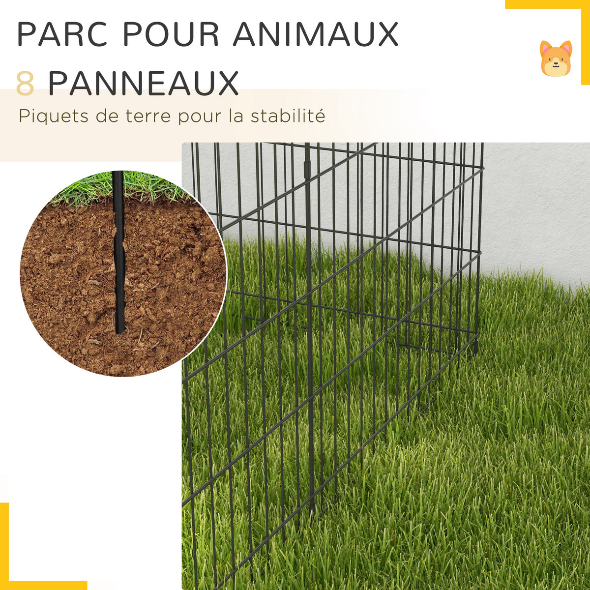 Parc enclos modulable pour chiens lapins rongeurs clôture pour petits animaux intérieur et extérieur 61 x 76 cm noir