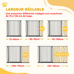 Barrière de sécurité barrière pour animal domestique longueur réglable dim. 145L x 76H cm noir-3
