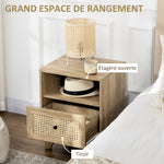 Table de chevet  table de nuit avec tiroir porte cannage et niche vintage 45 x 39 x 56,5 cm