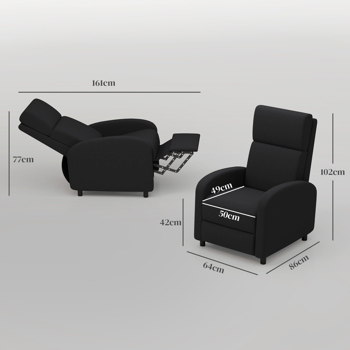 Fauteuil relax fauteuil inclinable salon fauteuil de relaxation - dossier réglable jusqu'à 160° repose-pieds intégré