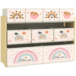 Étagère de rangement enfant étagère à 3 niveaux avec 9 boîtes en tissu non tissé 93 x 30 x 70 cm jaune-0