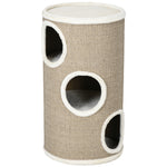 Tonneau à Gratter pour Chat, Tour à Griffer en Sisal à 3 Niveaux Recouvert de Peluche, Ø 38 x 70 cm, Marron