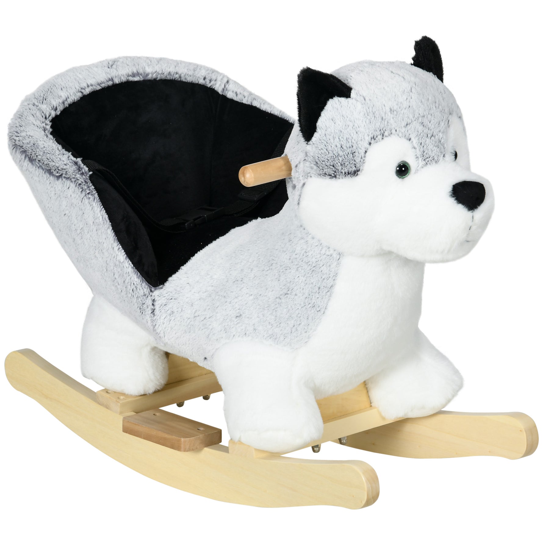 Husky à bascule pour enfants cheval à bascule jouet à bascule bébé 18-36 mois - musique poignées ceinture de sécurité