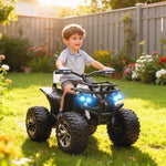 Elektrisches Kinder-Quad Buggy 12 V, max. 8 km/h. Elektroauto für Kinder mit Licht- und Soundeffekten, Metall, PP, Weiß Schwarz