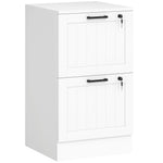 Caisson bureau, meuble rangement bois 2 tiroirs et serrure, barres de suspension réglables, 40 x 40 x 71 cm, blanc