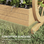 Jardinière sur Pieds carré Potager 3 étages avec 2 roues Charrette Bois Sapin, dim. 62L x 61l x 57H cm