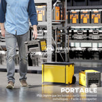 Lot de 3 boîtes à outils sur roulettes empilables et modulaires en acier avec plateau, poignées et serrure, jaune
