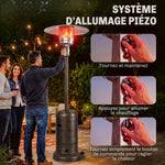 Riscaldatore da Esterno per Terrazzo Portatile 13 kW, Livelli di Calore Regolabili, Anti-Ribaltamento, 82x82x223cm, Marrone Scuro