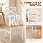 Ensemble Table Salle à Manger avec 4 Chaises, Table de Cuisine avec Chaises pour 4 Personnes, Bois Naturel et Blanc