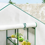 Serre de jardin avec 1 porte 2 fenêtres étagères 3 niveaux pour Légumes Plantes Fleurs Bâche PE 140 x 143 x 190 cm blanc