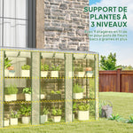 Serre de jardin avec étagères à 3 niveaux serre de balcon 3 portes enroulables zippées 215 x 46 x 151 cm transparent