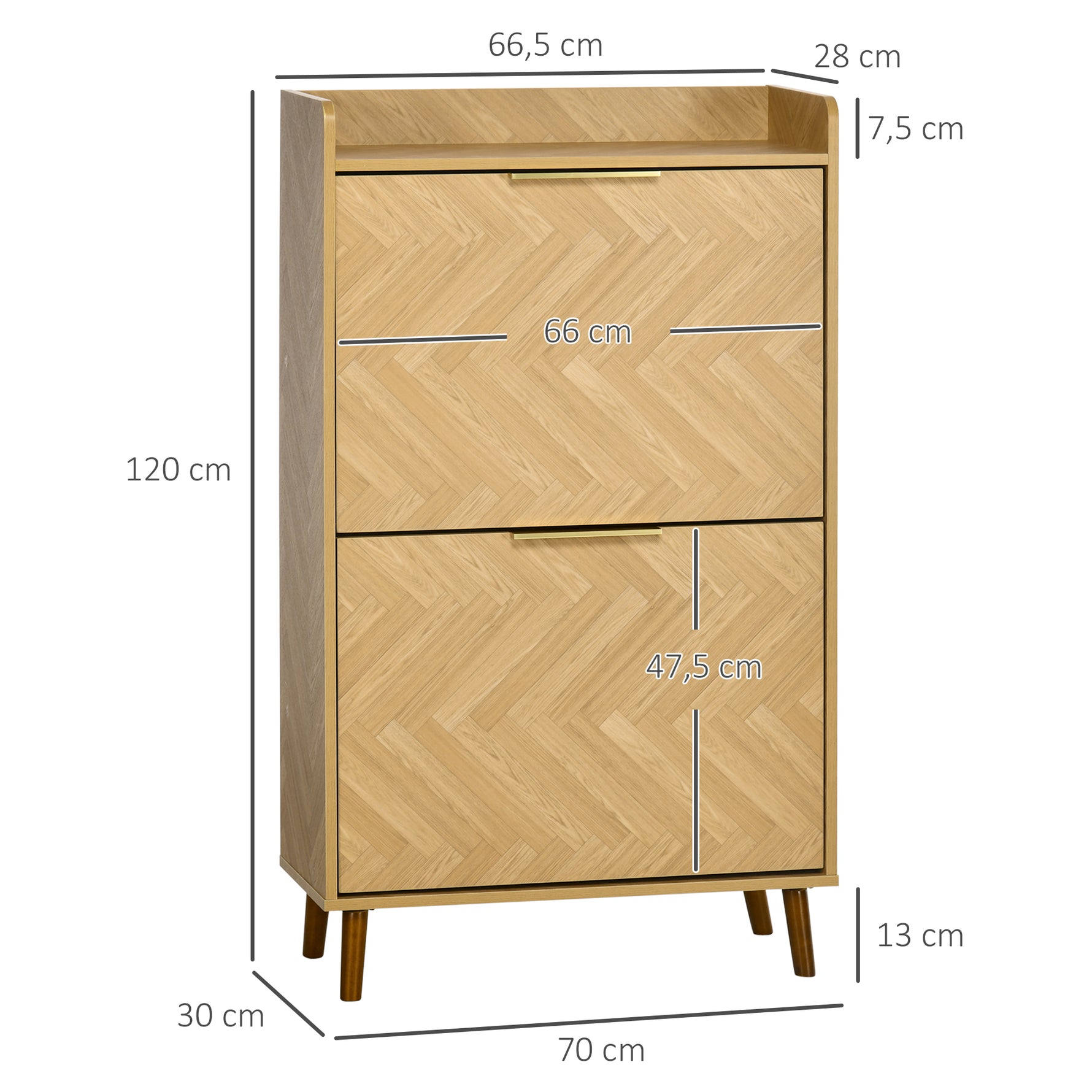 Meuble à chaussures à 2 abattants pour petit entrée salon chambre 70 x 30 x 120 cm