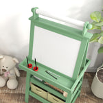3-in-1 children's easel with magnetic whiteboard, chalkboard, paper roll, 2 baskets, 3-6 years, green