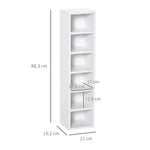 Lot de 2 étagères colonnes Armoire de Rangement CD-DVD 6 + 6 Compartiments dim. 21L x 19l x 88H cm capacité Max. 160 CD Blanc