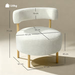 Canapé 1 place en tissu bouclette, fauteuil de salon rembourré avec dossier incurvé, assise large, 67x67x71cm, crème