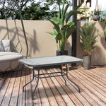Table de Jardin rectangulaire dim. 120L X 80l x 70H cm métal époxy Gris Plateau Verre trempé