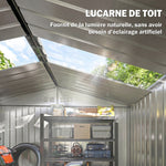 Abri de jardin en métal 2,42 m² cabane de jardin 213 x 130 x 185 cm avec fondation, porte coulissante gris foncé