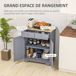 Opbergmeubel dressoir woonkamer met kasten, 2 lades en verstelbare planken, 68x40,3x85cm, grijs en naturel hout