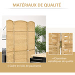 Paravent intérieur en bois 3 panneaux séparateur de pièce pliable pour salon chambre 135 x 180 cm bois naturel