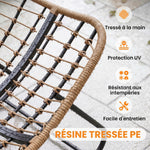 Fauteuil à Bascule Papasan Intérieur Extérieur, Chaise Ovale à Bascule Rembourrée pour Jardin, Patio, Gris