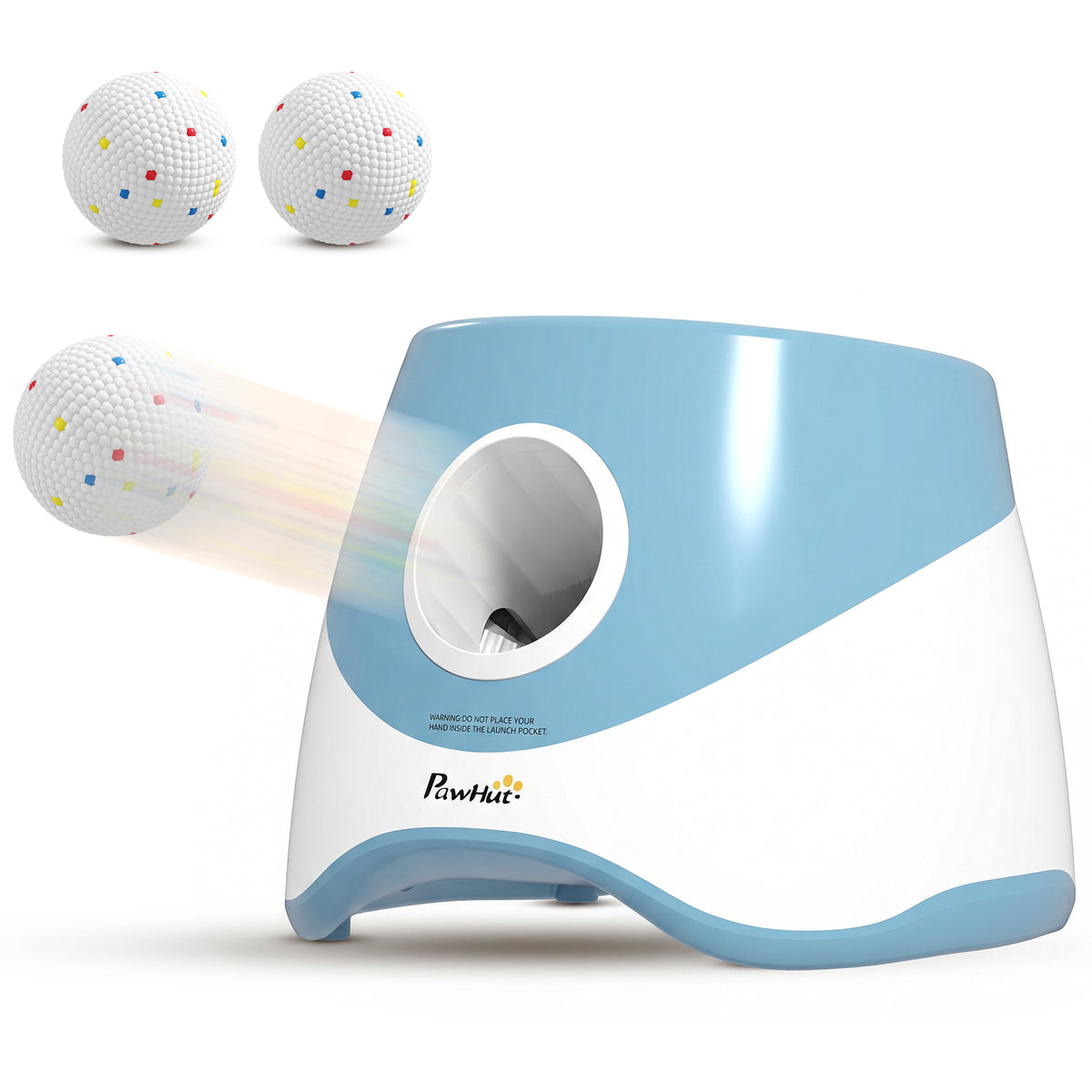 Lanceur de Balles Automatique avec 3 Balles en ETPU, 3 Réglages de Distance 6m/10m/14m, Intérieur et Extérieur, Bleu