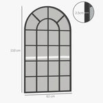 Miroir verrière arche style industriel fenêtre arcade métal 110 x 65 cm noir