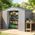 Abri de Jardin 2,42 m² - Remise pour Outils avec Kit de Fondation - Cabanon Porte Verrouillable - Tôle d'Acier Gris