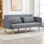 Canapé convertible 3 places design clic clac dossier inclinable et accoudoirs réglables tissu effet lin gris