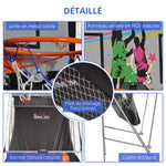 Jeu de basketball arcade pliable à 2 panier 4 balles pompe de gonflage, panier de basketball avec système de pointage, 4 bouton fonctionnement et 8 modes, 205x110x205cm, noir et blanc