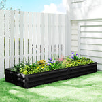 Carré potager de jardin rectangulaire jardinière extérieure 241 x 90,5 x 30 cm tôle d'acier ondulée noir