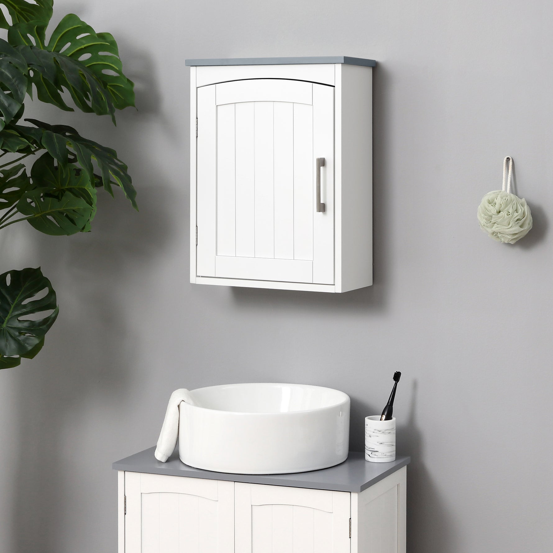 Meuble wc suspendu armoire à pharmacie murale armoire salle de bain rangement avec porte et étagère réglable - 41 x 18,5 x 52 cm - MDF - blanc